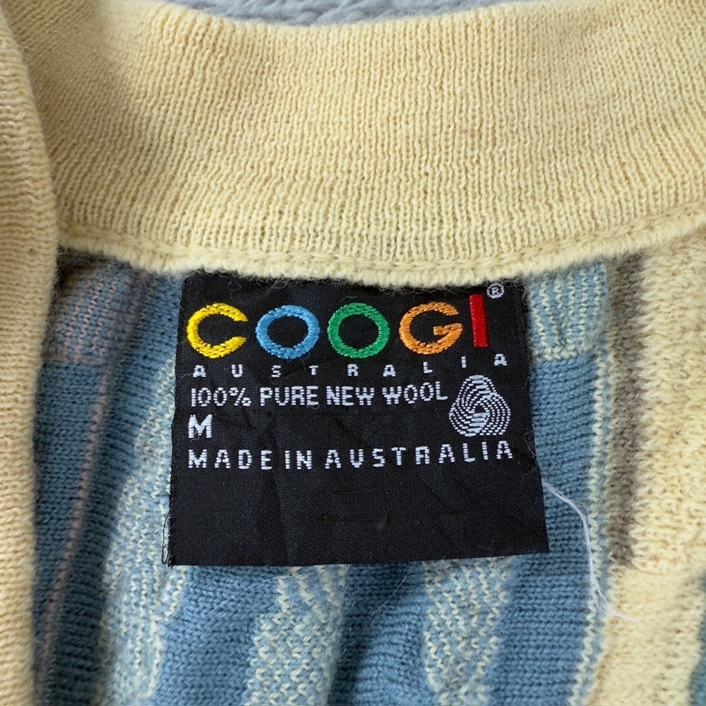 COOGI Australia Wool Knit Cardigan Cream Blue Women's M - Picture 11 of 13